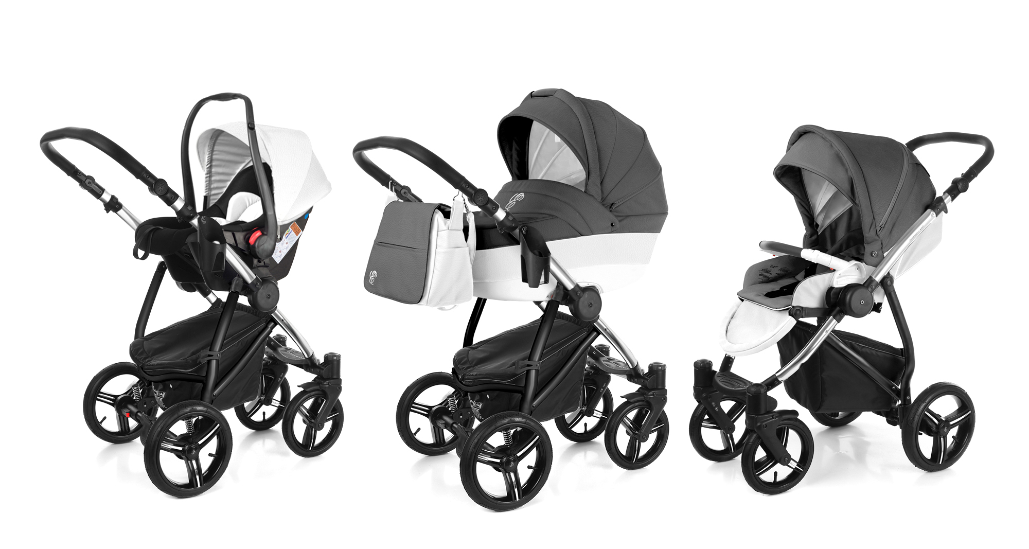 Коляска 3 в 1 Esspero Grand Newborn Lux (шасси Chrome) Grafite leatherette