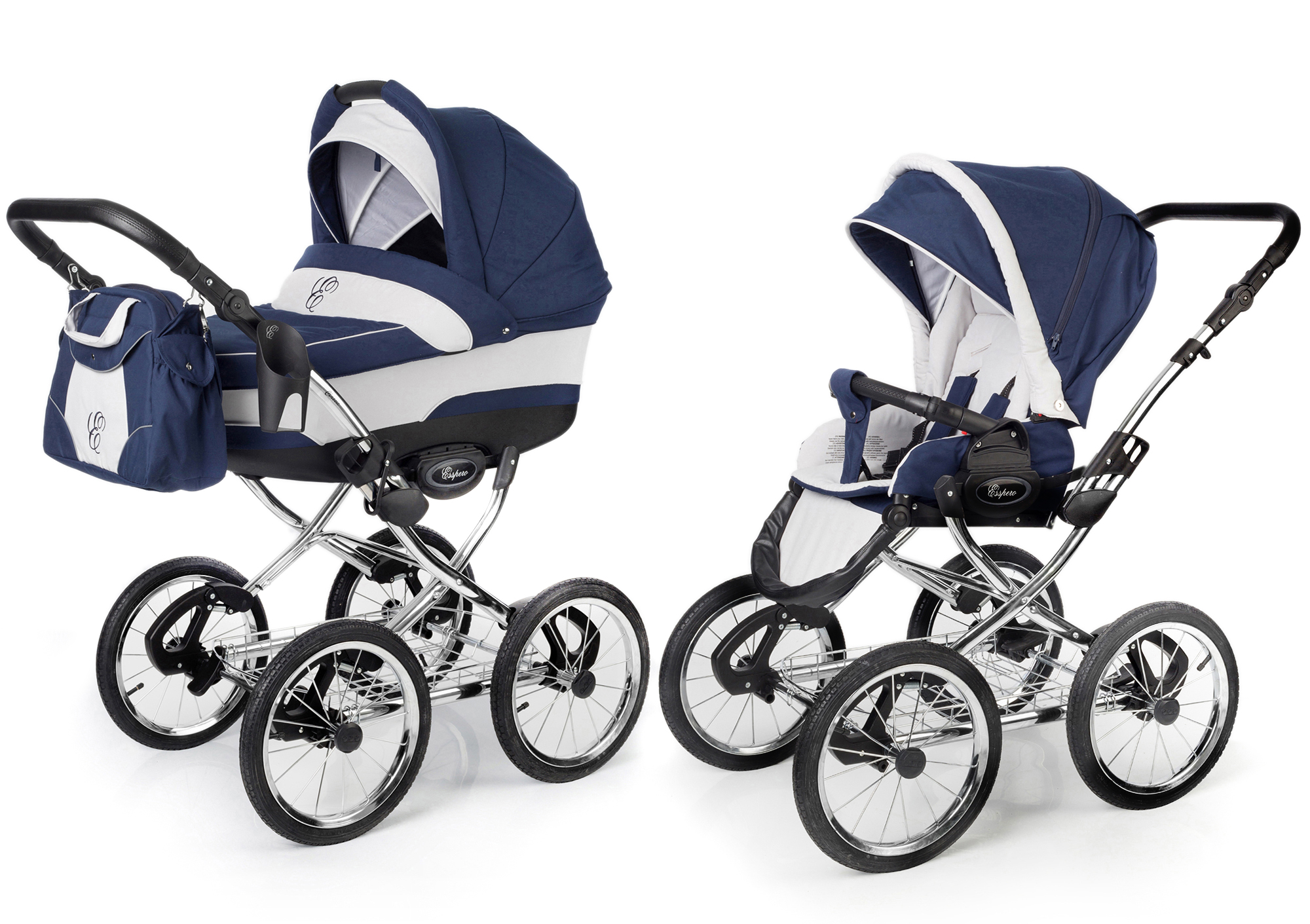 Коляска 2 в 1 Esspero Classic (шасси Chrome) Navy Grey