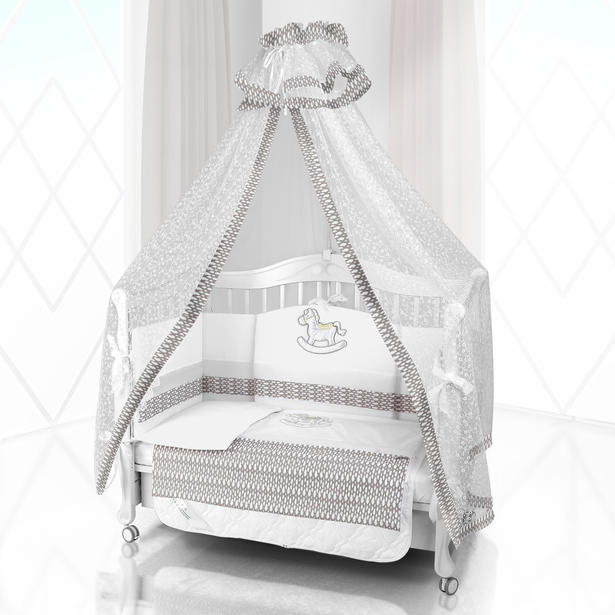 Комплект постельного белья Beatrice Bambini Unico IL Cavallo Nuvole (120х60) bianco grigio