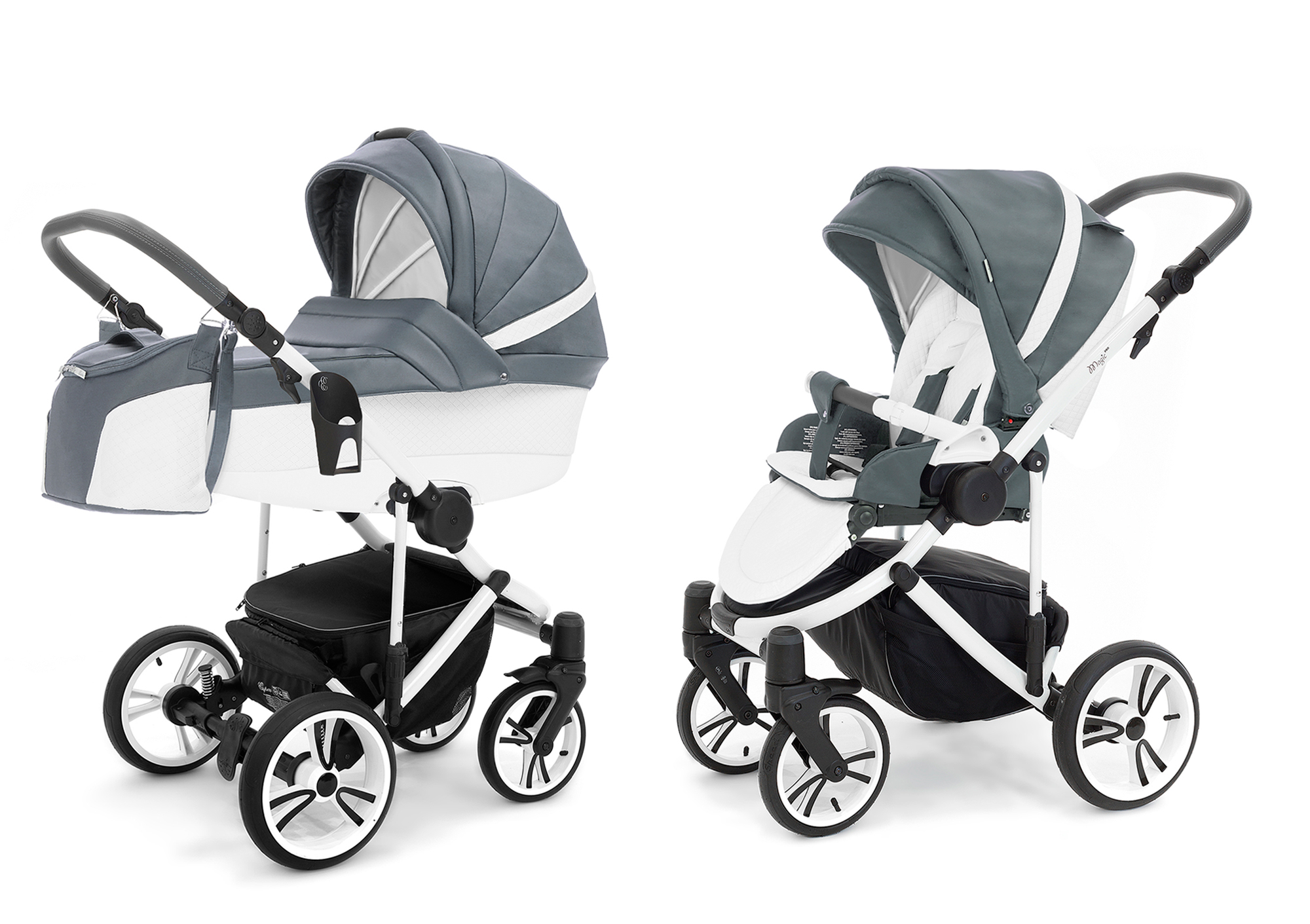 Коляска 2 в 1 Esspero Grand Magic Pro (шасси White) Nappa Blue Grey