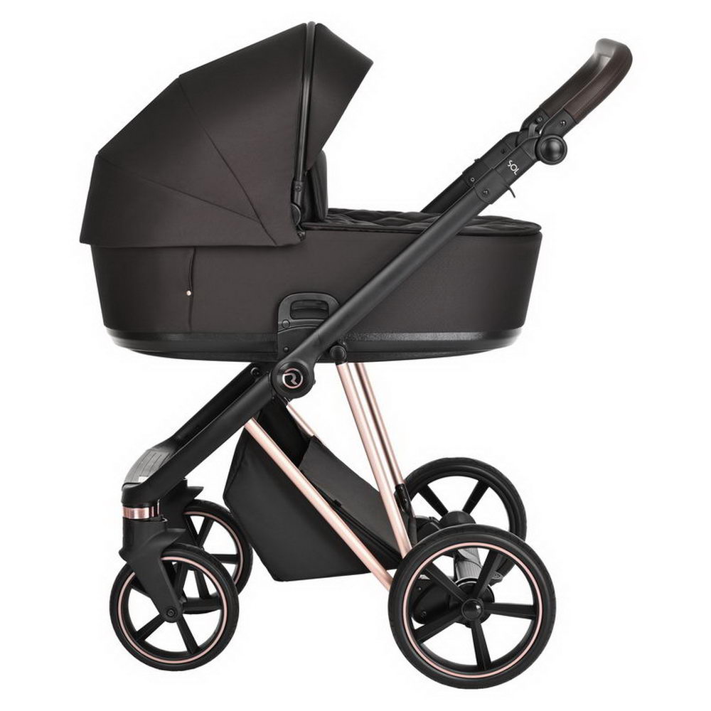 Коляска 3 в 1 Roan Sol Lux Choco/Rose Gold/руч.Тем.Коричневый