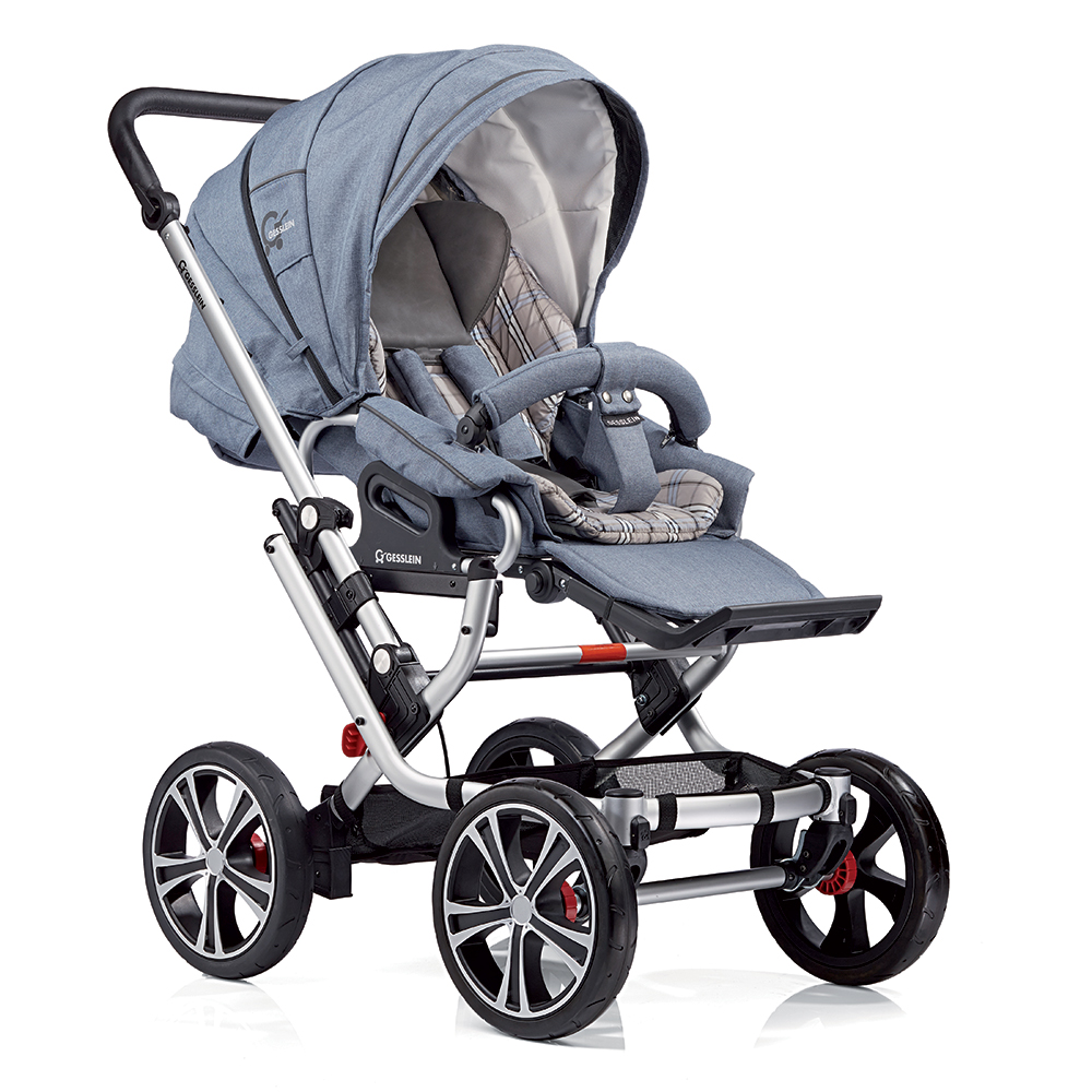 Прогулочная коляска GESSLEIN F10 Air+ Светло-серый/Бежевая клетка