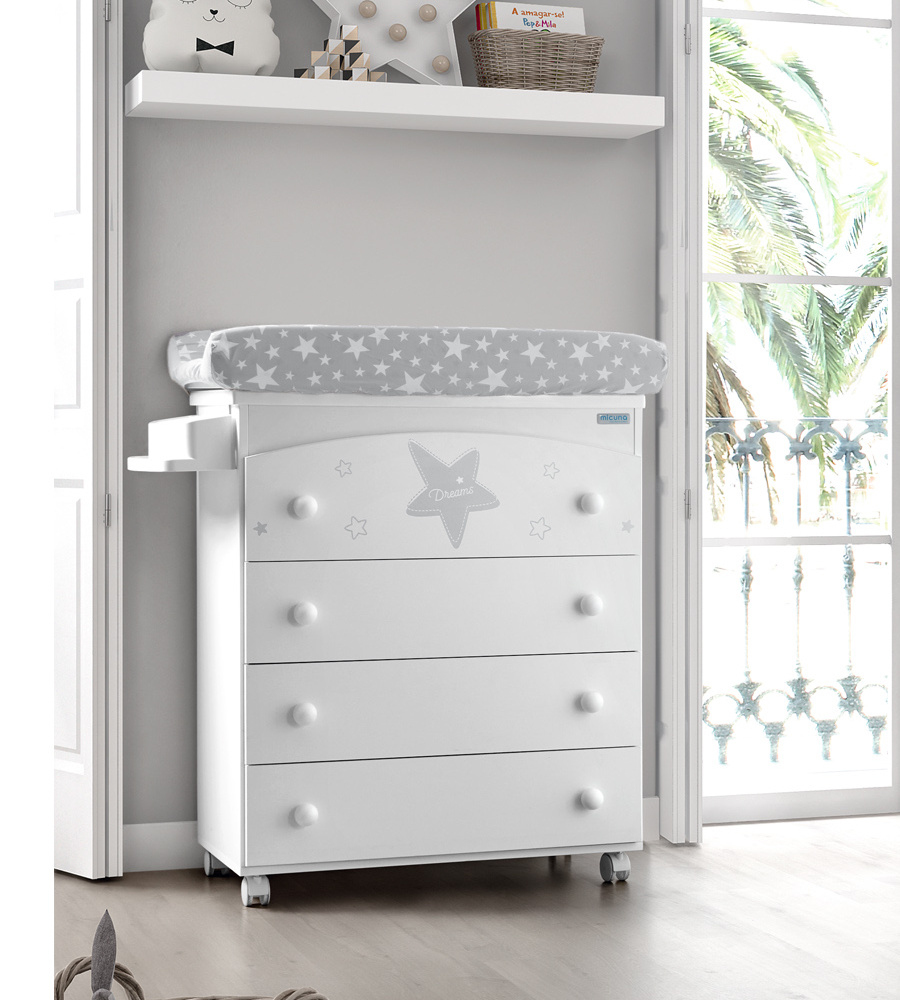 Комод пеленальный Micuna Estela B-970 White/Grey Матрасик: Stars Grey