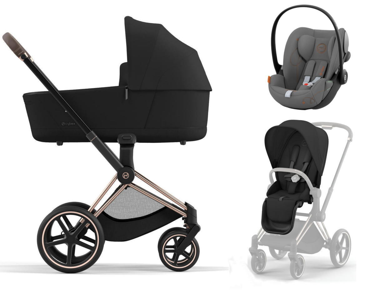 Коляска 3 в 1 Cybex Priam IV Rosegold и автокресло Cloud G i-Size Sepia Black