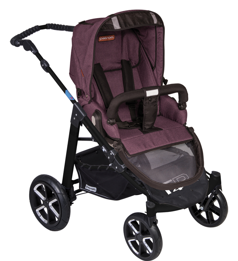 Коляска 2 в 1 Patron Fenix 4C-B (черная рама) tweed bordeaux 664