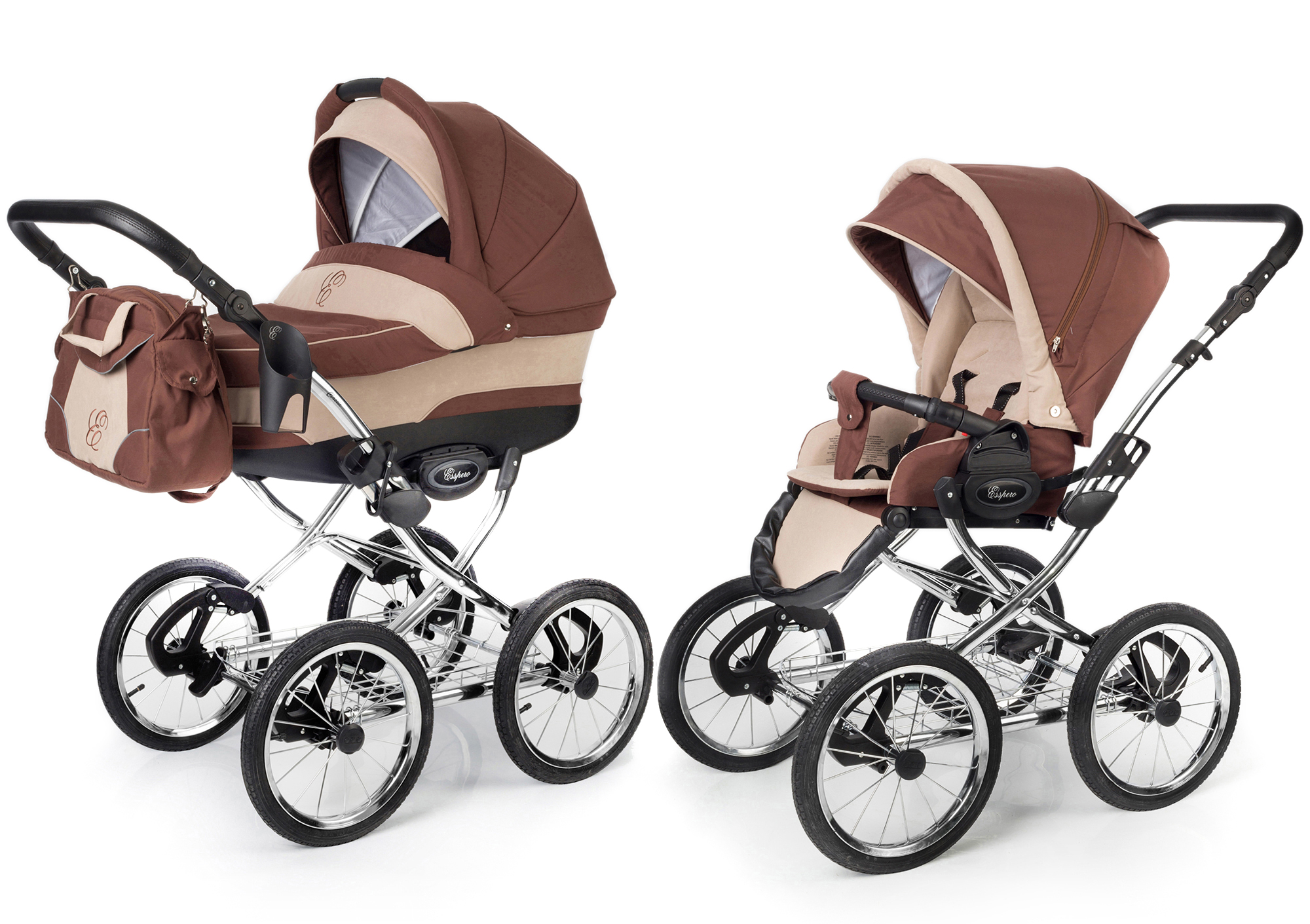 Коляска 2 в 1 Esspero Classic (шасси Chrome) Brown Beige