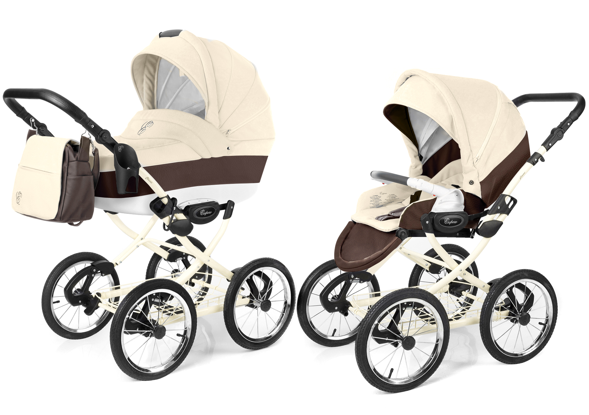 Коляска 2 в 1 Esspero Grand Classic (шасси Beige) Cream leatherette