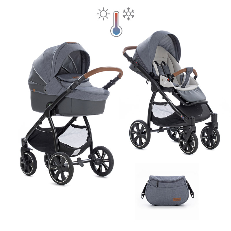 Коляска 2 в 1 Noordi Fjordi Sport Melange Leather Pebble 846