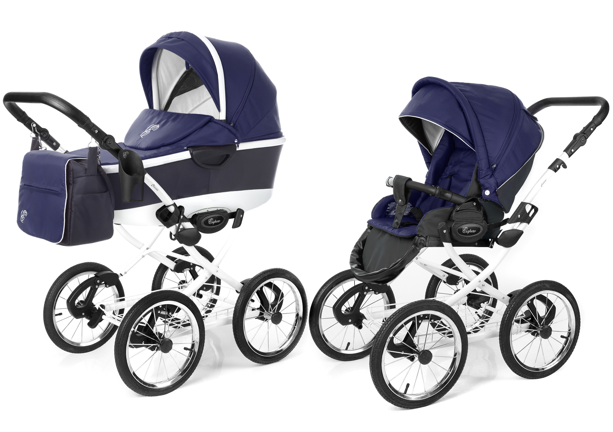 Коляска 2 в 1 Esspero Classic Alu (шасси White) Navy