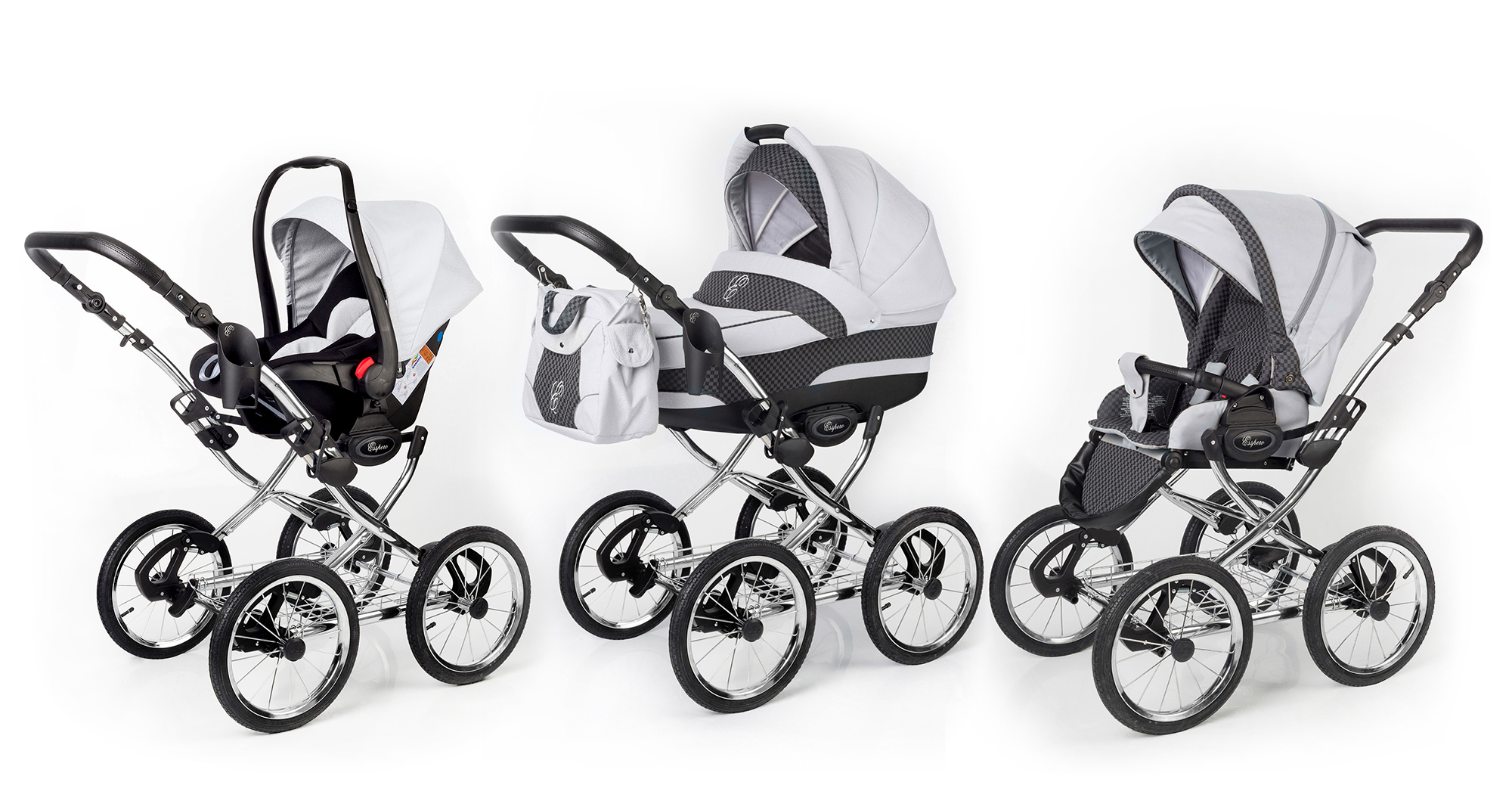 Коляска 3 в 1 Esspero Classic (шасси Chrome) Grey Carbon