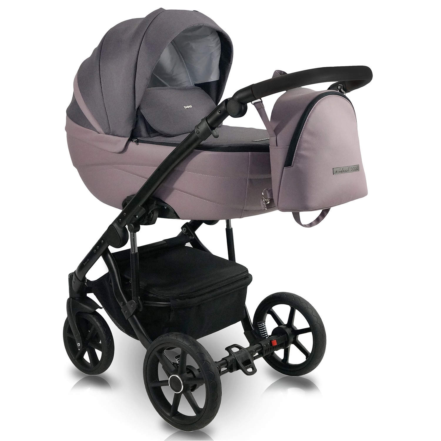 Коляска 2в1 BEXA IDEAL фиолетовый+т.пудра кожа