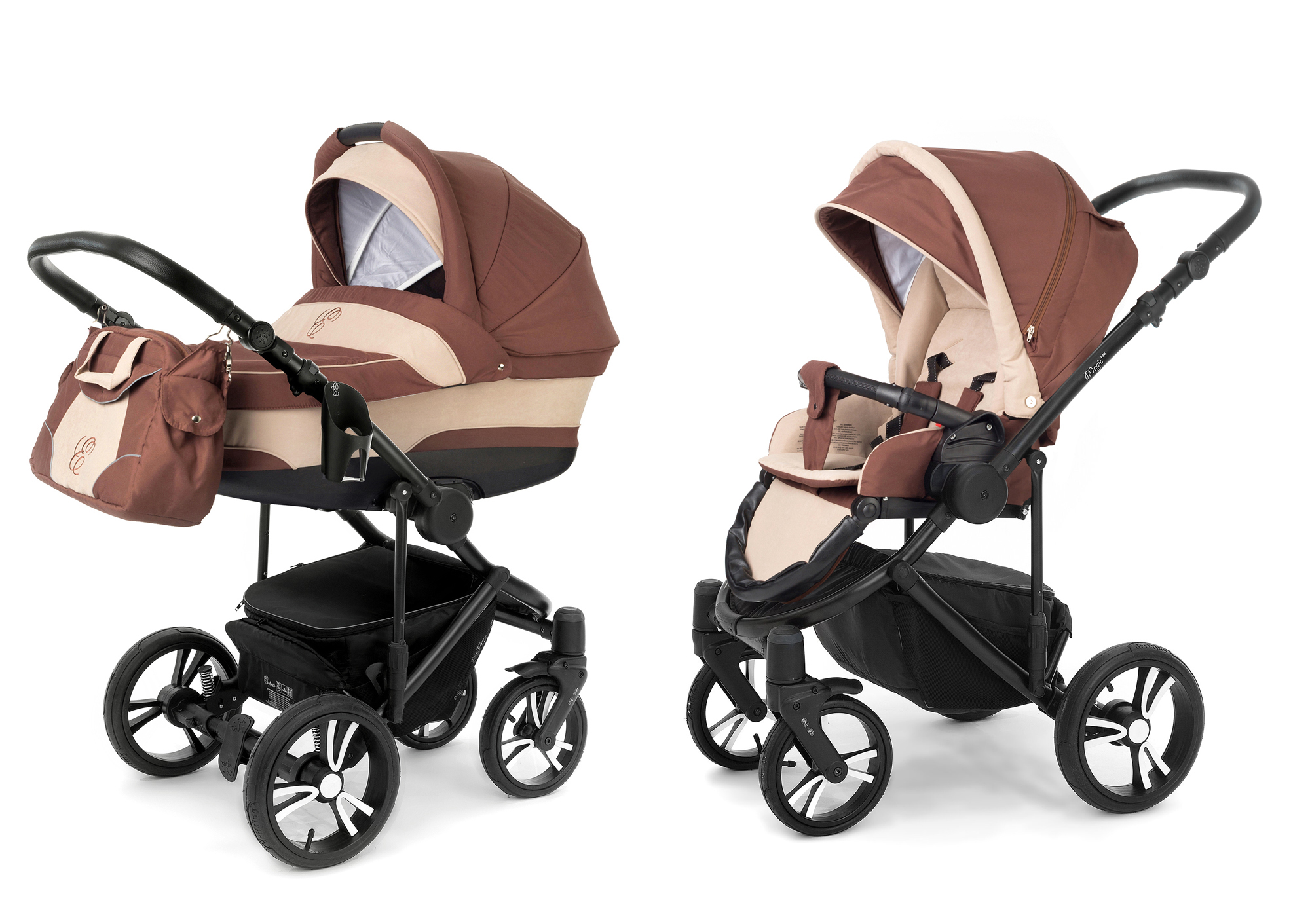Коляска 2 в 1 Esspero Magic Pro (шасси Black) Brown Beige