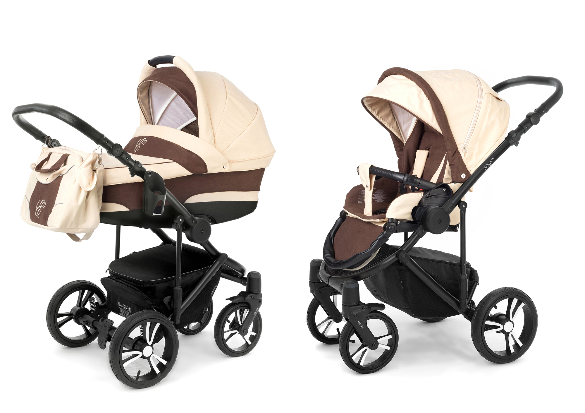Коляска 2 в 1 Esspero Magic Pro (шасси Black) Beige Brown