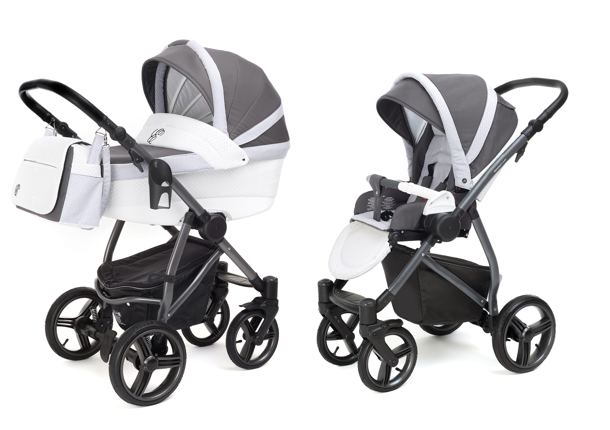Коляска 2 в 1 Esspero Grand Newborn Lux (шасси Graphite) Royal Light Grey