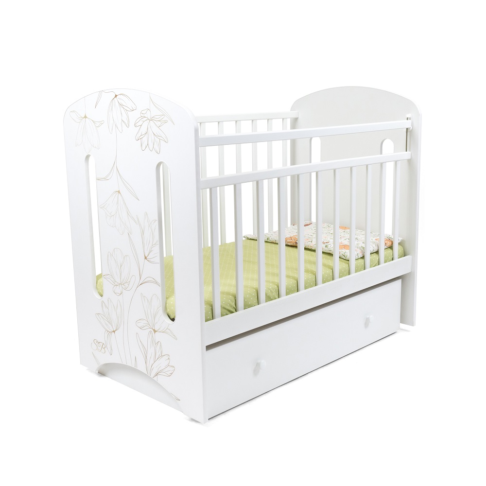 Детская кроватка Sweet Baby Sofia маятник с ящиком Белый