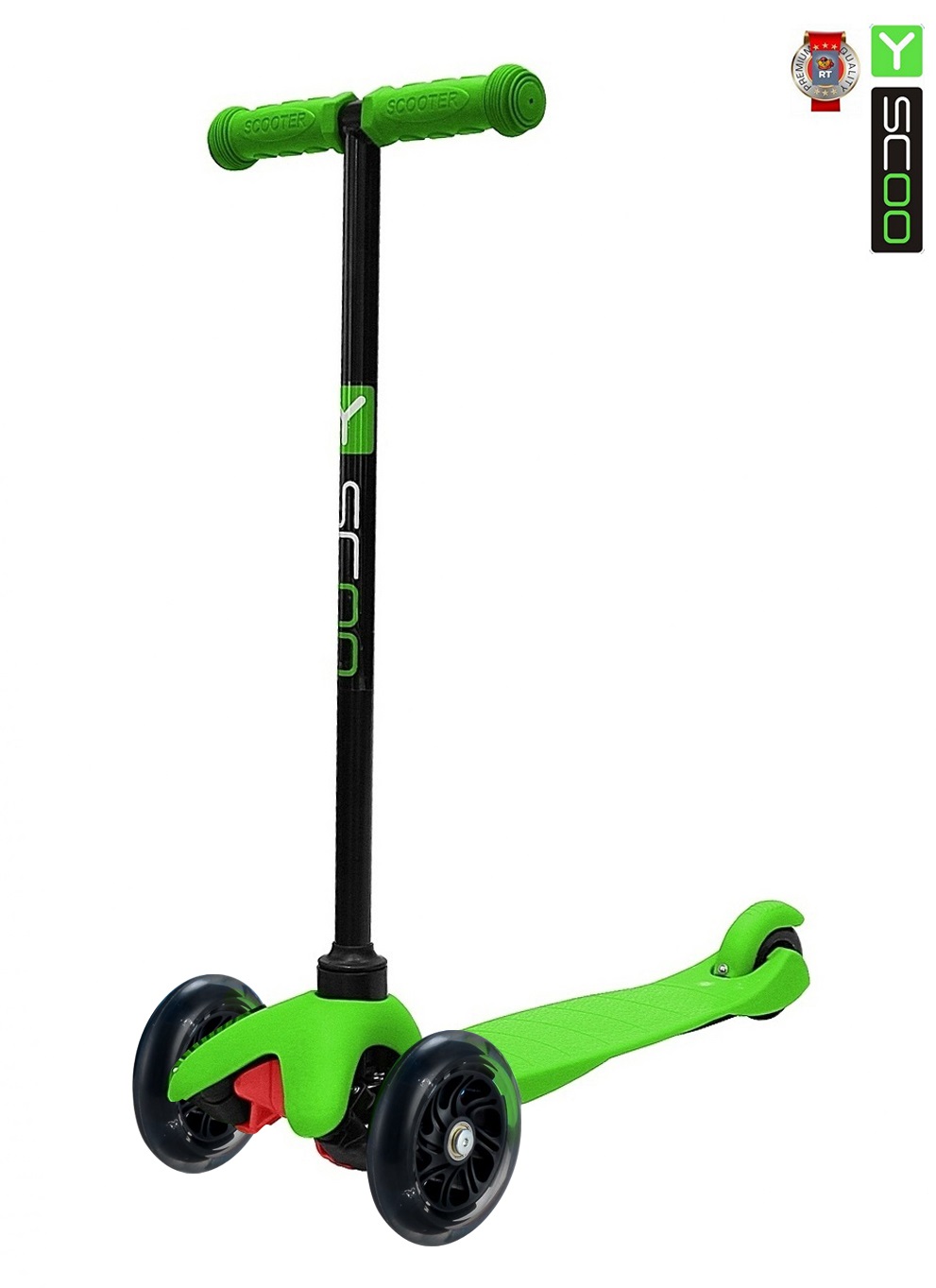 Самокат Y-SCOO mini A-5 Shine со светящими колесами green