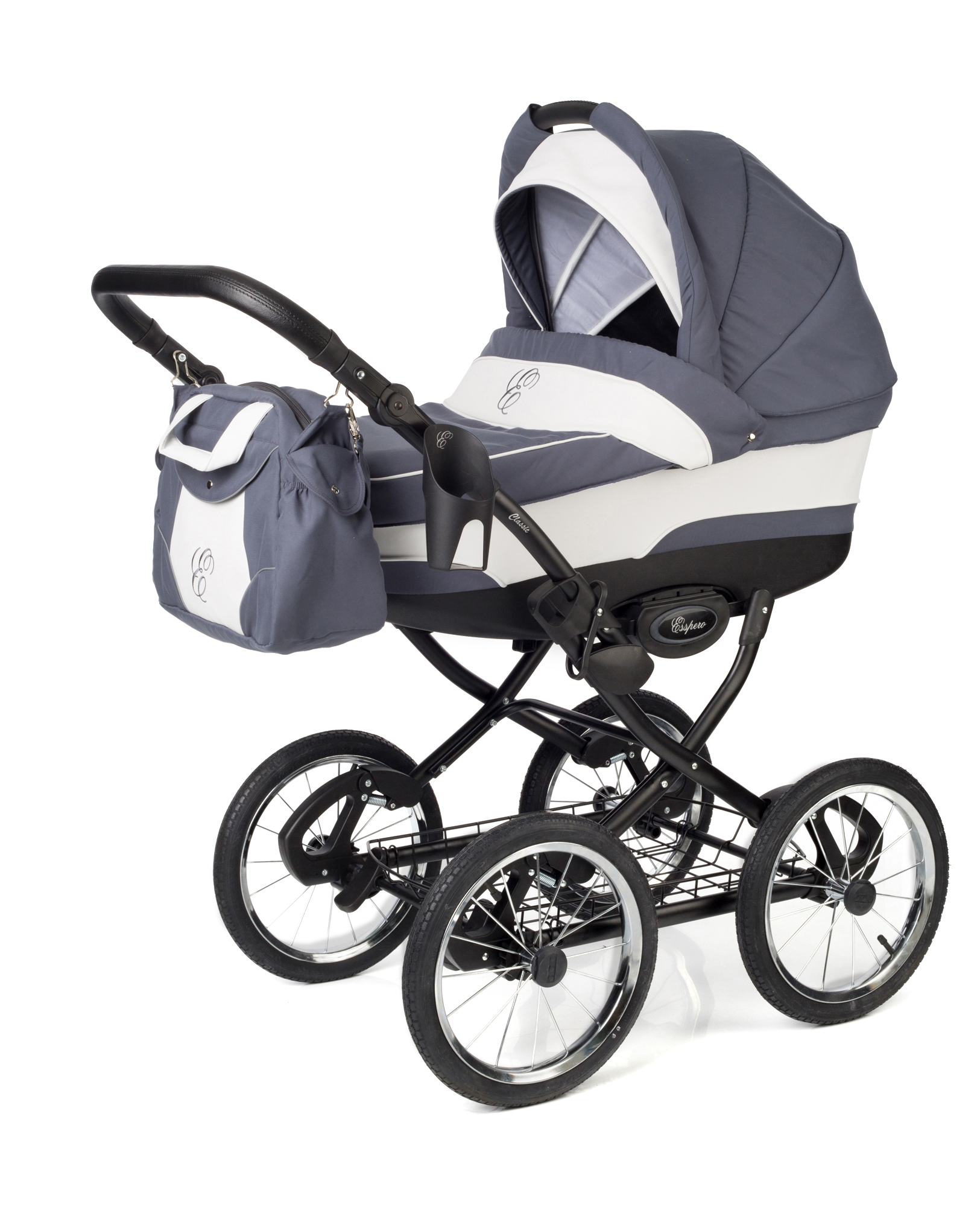 Коляска для новорожденных Esspero Classic (шасси Black) Grey Lux