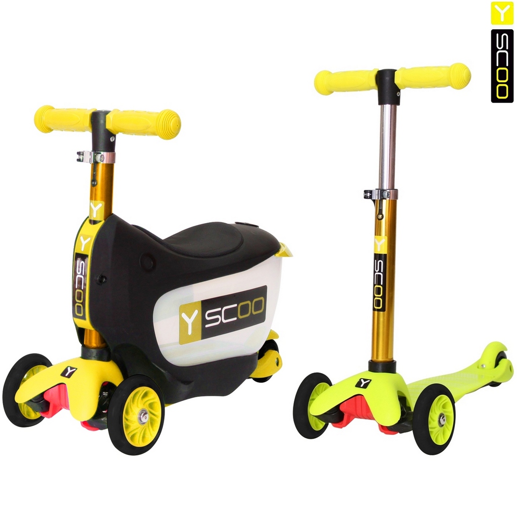Каталка-самокат 3 в 1 Y-SCOO Mini Jump&Go yellow