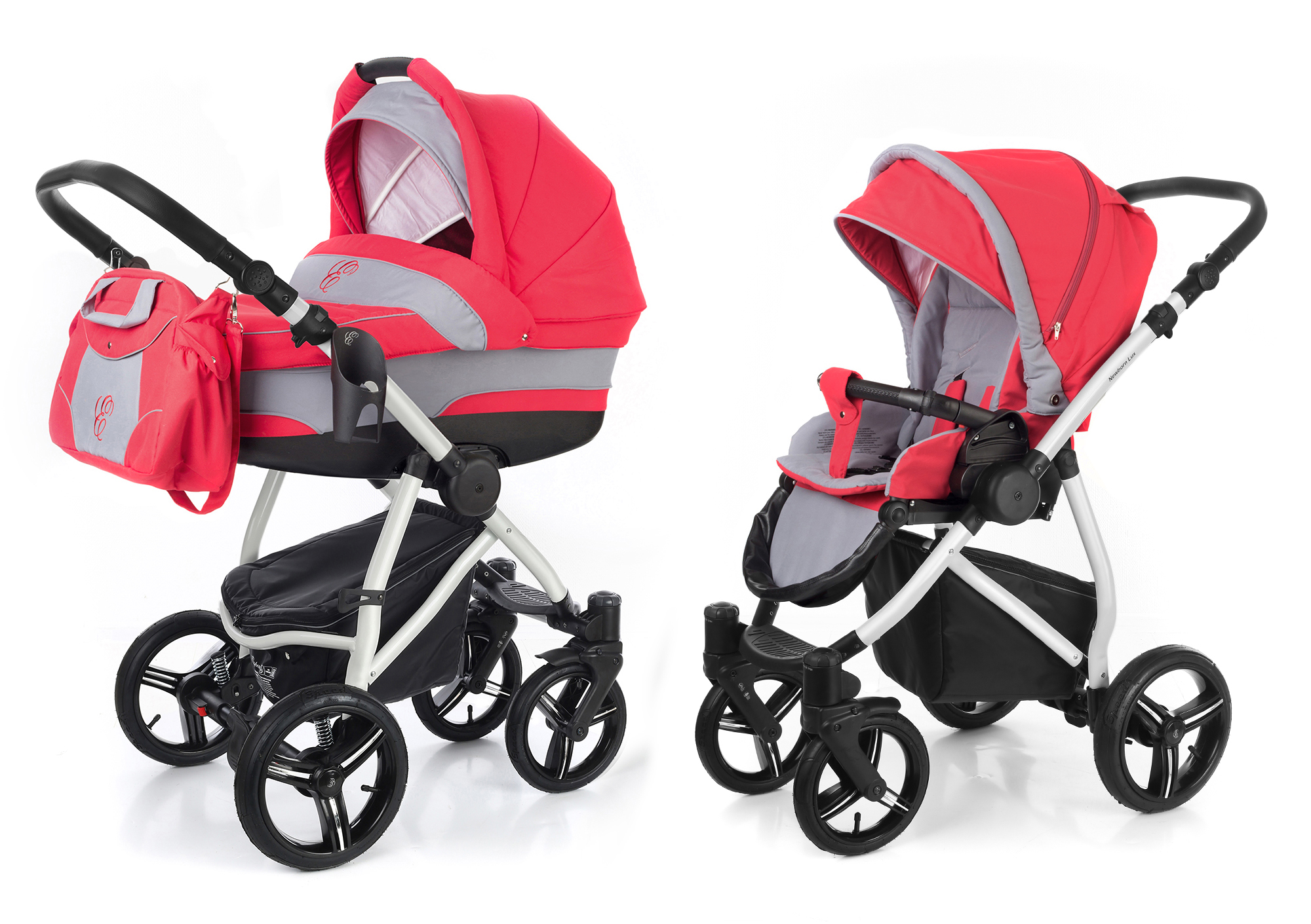 Коляска 2 в 1 Esspero Newborn Lux (шасси Grey) Red Grey