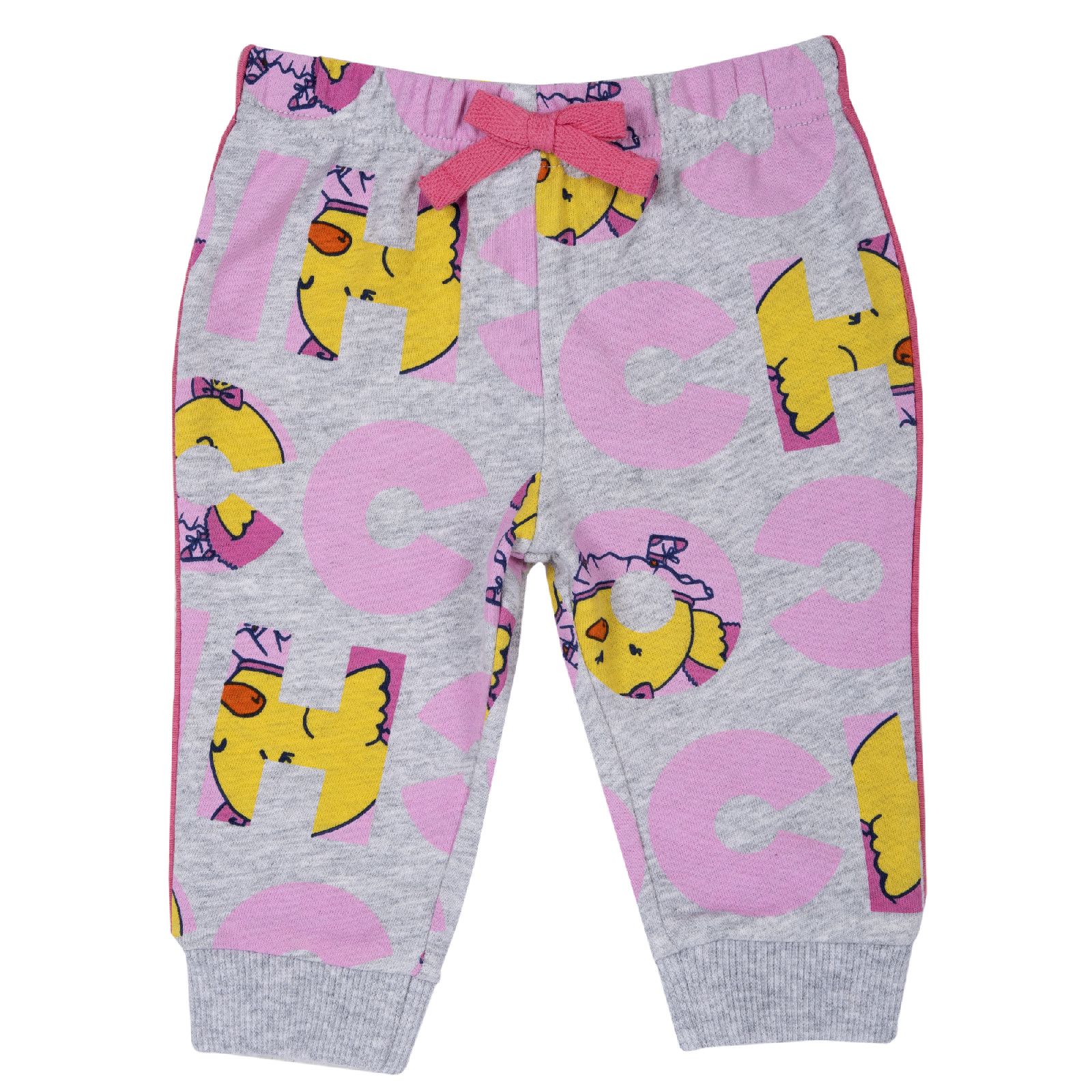 Брюки Chicco для девочек, с цыплятами размер 098, цвет серый