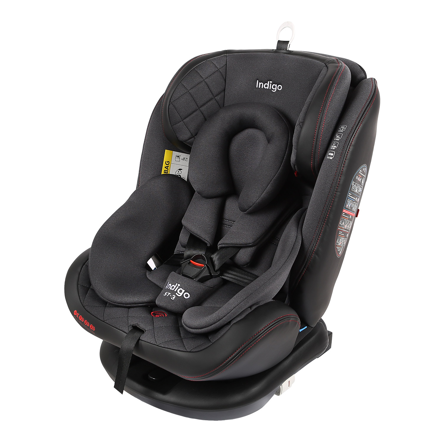 Автокресло Indigo AERO ISOFIX, ST-3, группа 0+1+2+3 черный-красный