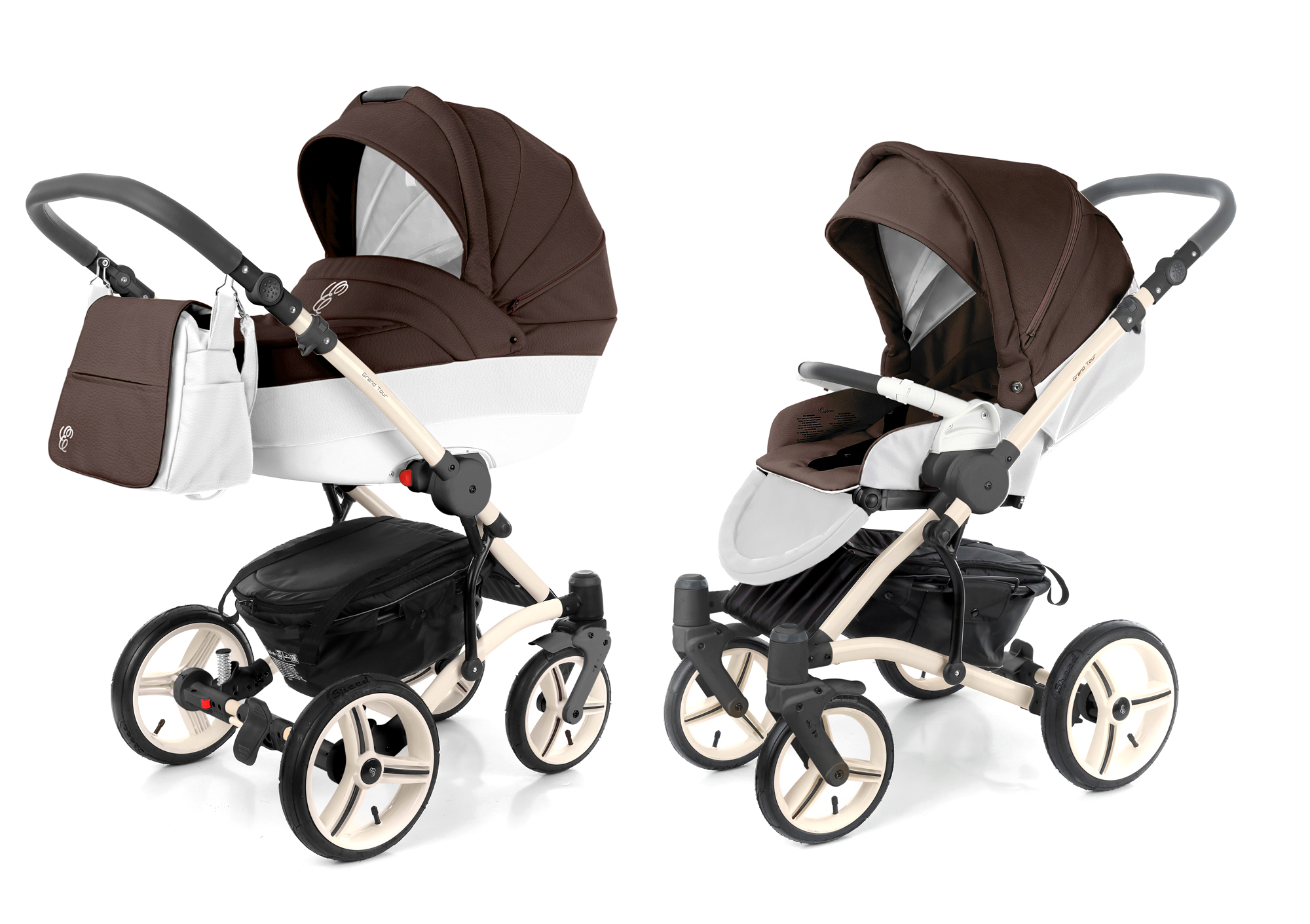 Коляска 2 в 1 Esspero Grand Tour (шасси Beige) Cacao leatherette