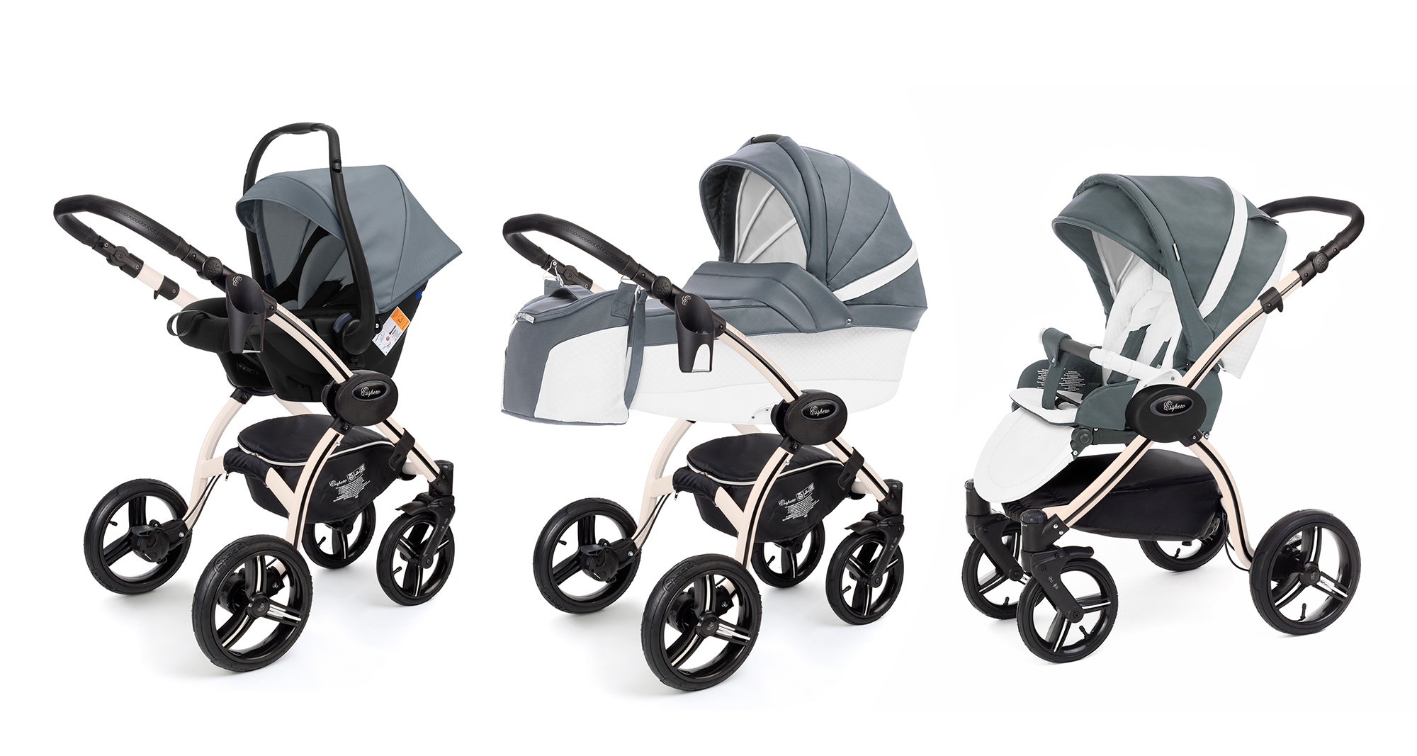 Коляска 3 в 1 Esspero Grand I-Nova (шасси Beige) Nappa Blue Grey