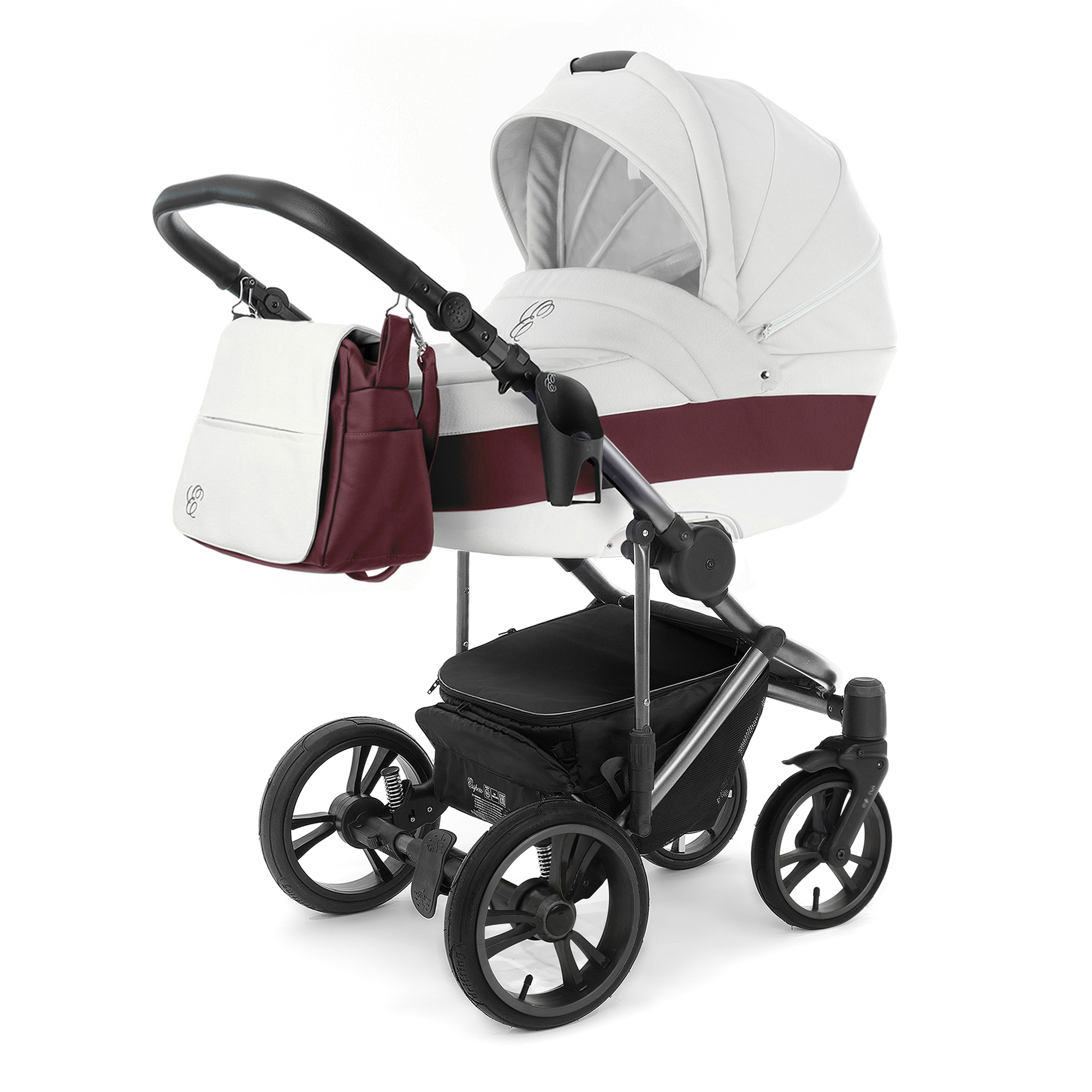 Коляска для новорожденных Esspero Grand Magic Pro (шасси Graphite) Maroon leatherette