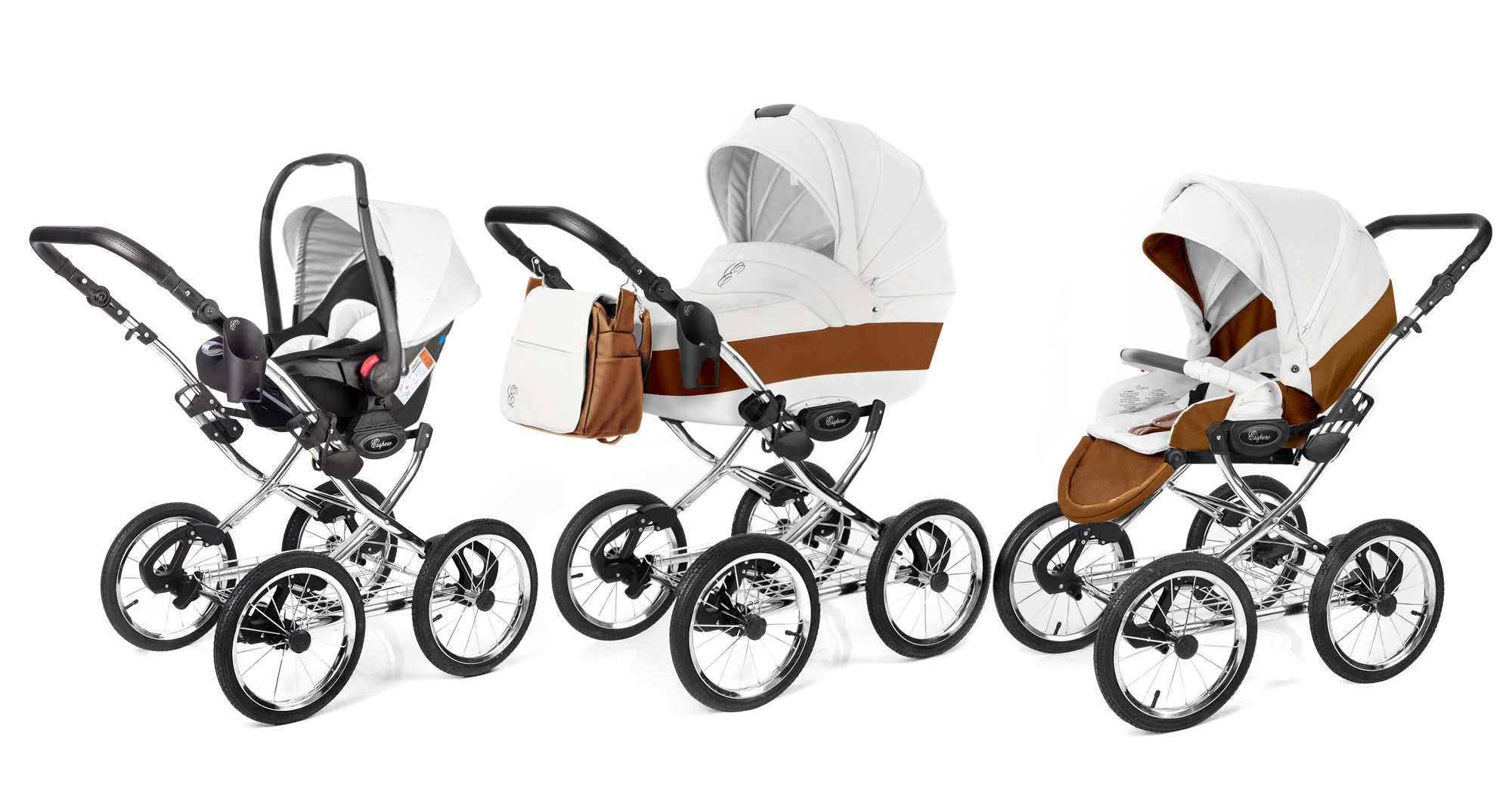 Коляска 3 в 1 Esspero Grand Classic (шасси Chrome) Orange leatherette