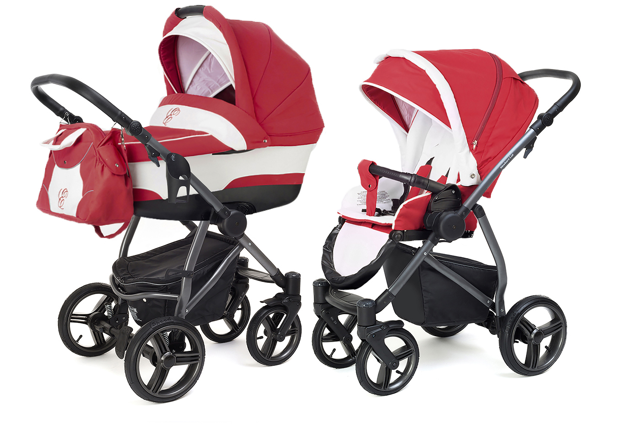 Коляска 2 в 1 Esspero Newborn Lux (шасси Graphite) Red Lux