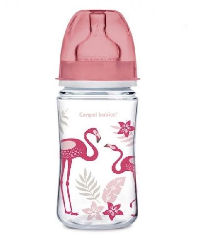 Бутылочка Canpol Jungle PP EasyStart с шир. горлышком, антиколик., арт. 35/227, 240 мл, 3м+ коралл