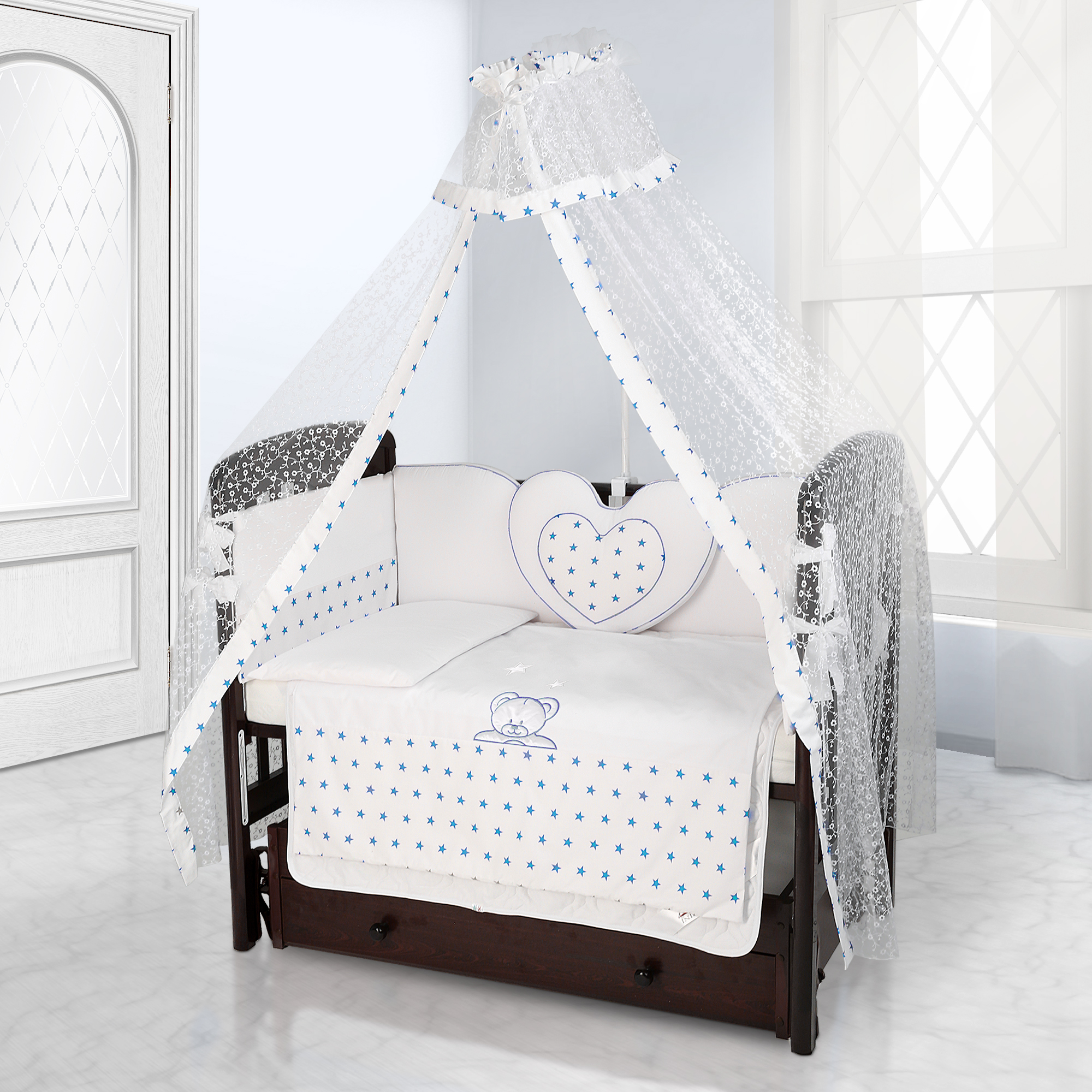 Балдахин на детскую кроватку Beatrice Bambini Di Fiore stella bianco blu