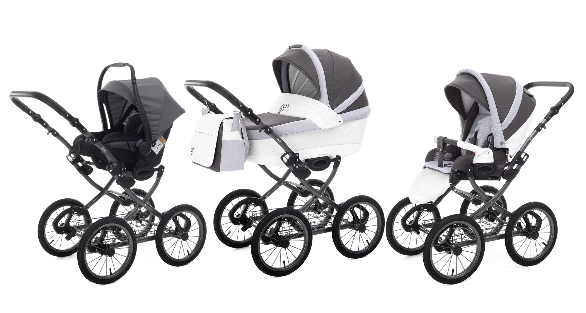Коляска 3 в 1 Esspero Grand Classic (шасси Graphite) Royal Silver