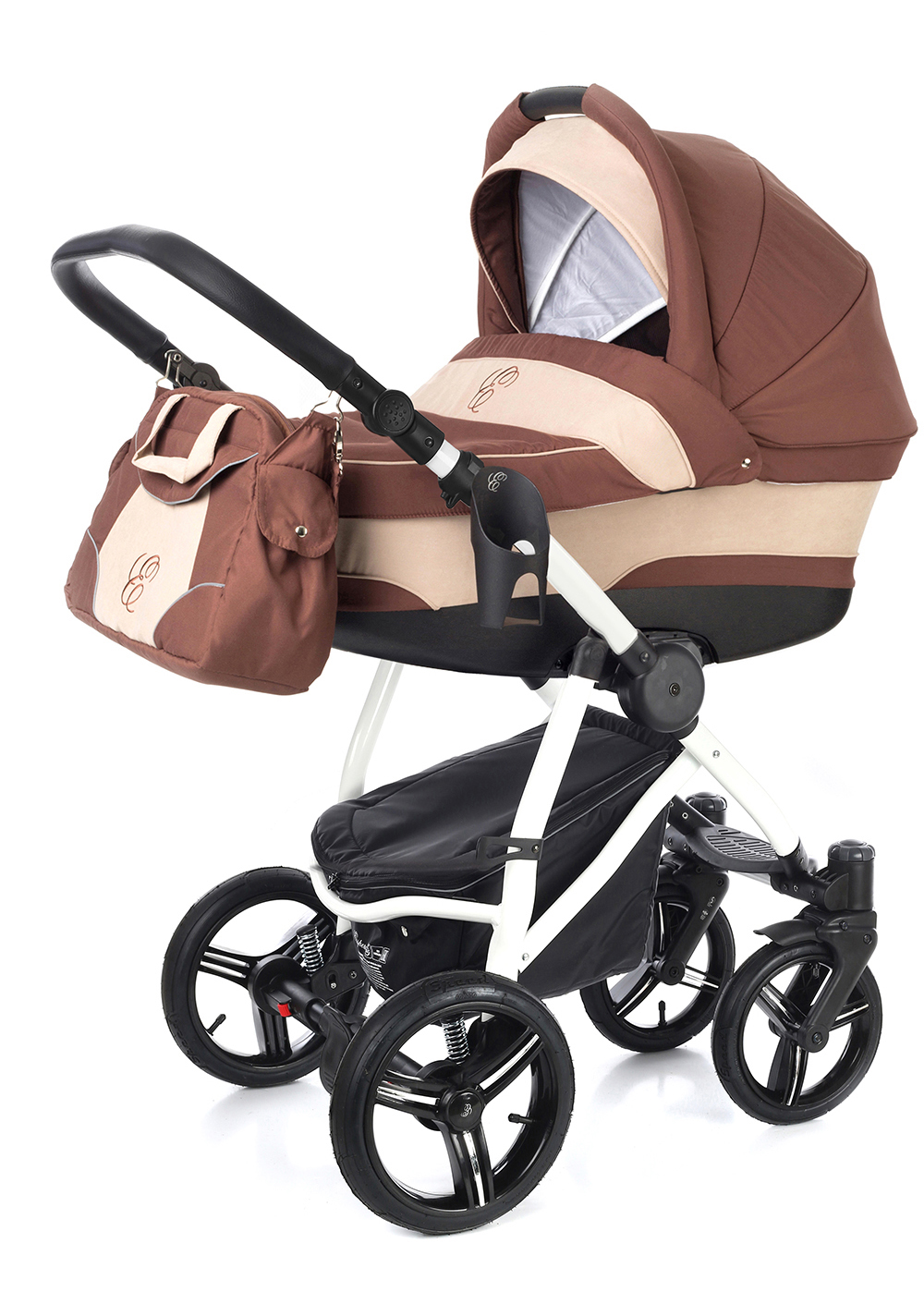 Коляска для новорожденных Esspero Newborn Lux (шасси White) Brown Beige