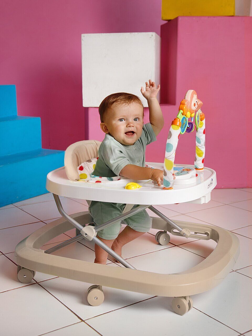 Ходунки детские с электронной игровой панелью AmaroBaby Walking Baby Beige