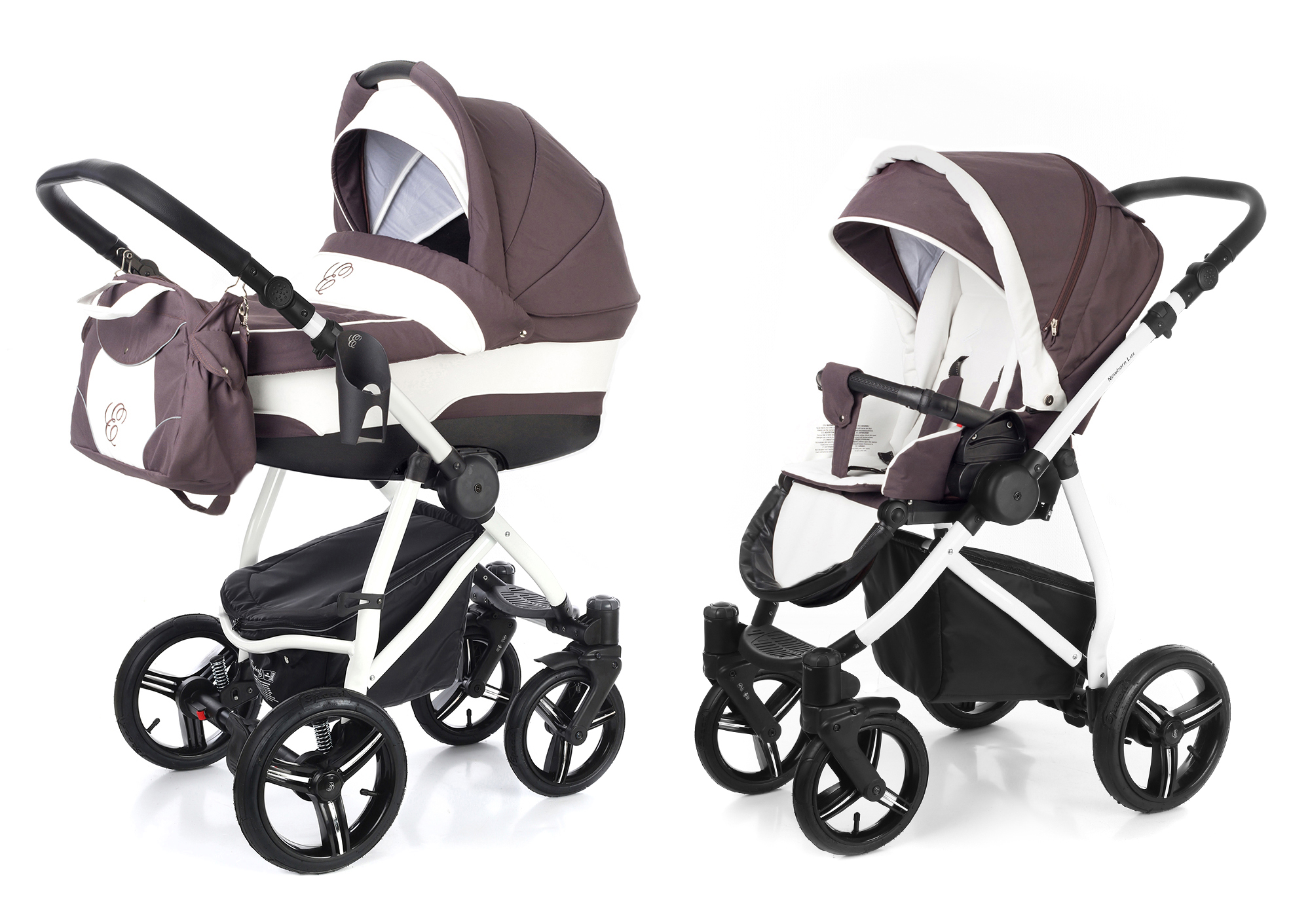 Коляска 2 в 1 Esspero Newborn Lux (шасси White) Brown Lux