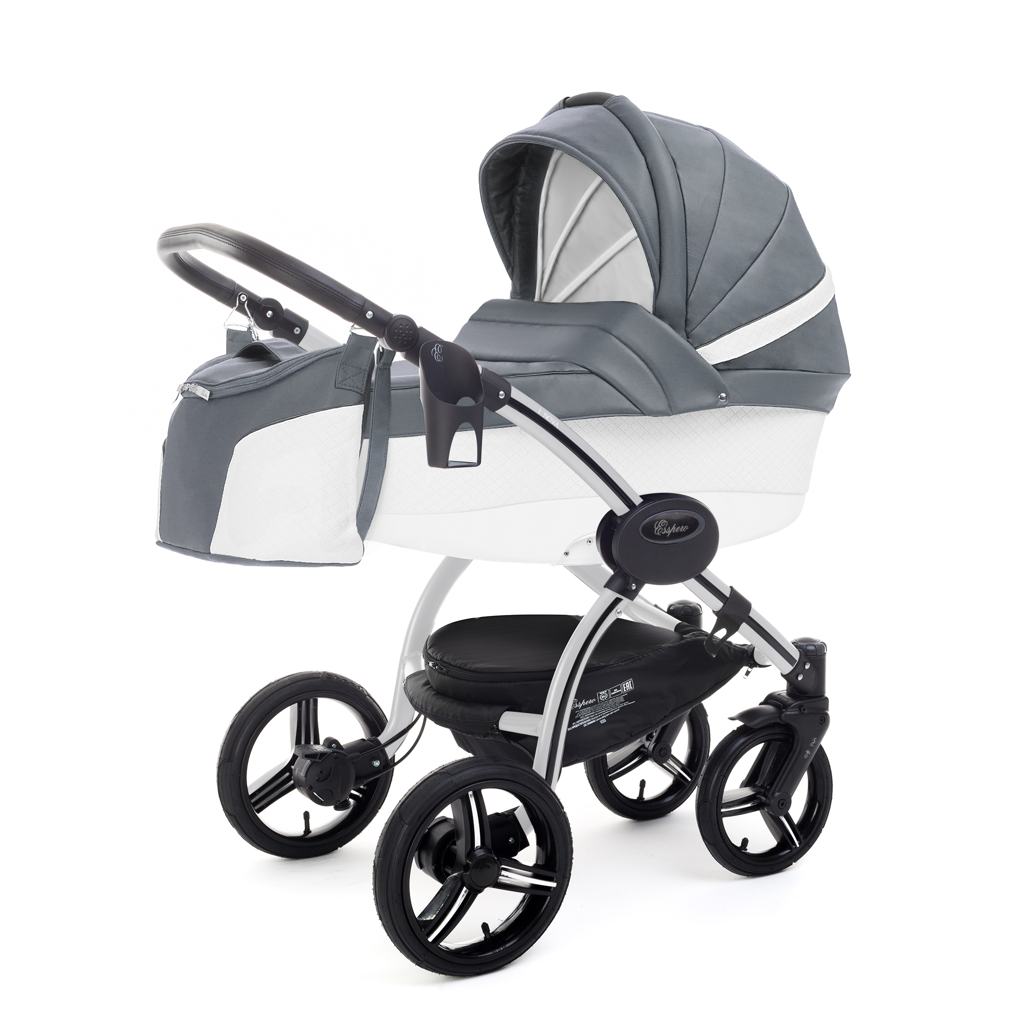 Коляска для новорожденных Esspero Grand I-Nova (шасси Grey) Nappa Blue Grey
