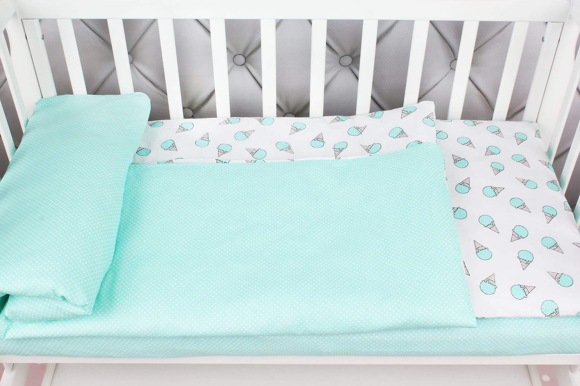 Комплект в кроватку 3 предмета AmaroBaby Baby Boom Мороженки Мята