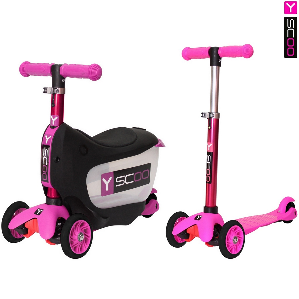 Каталка-самокат 3 в 1 Y-SCOO Mini Jump&Go pink