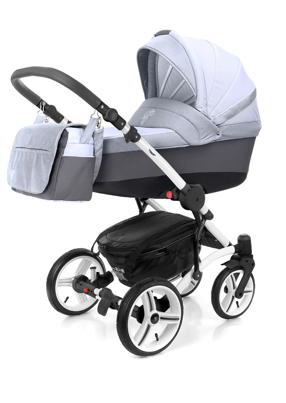 Коляска для новорожденных Esspero Tour Leatherette (шасси White) Grey Stone
