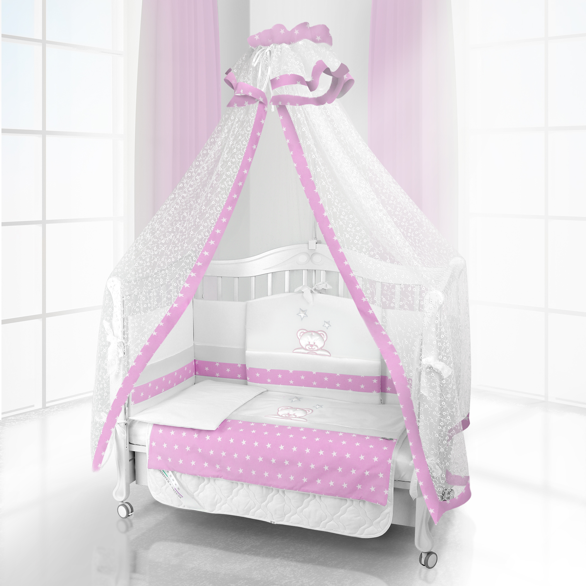 Комплект постельного белья Beatrice Bambini Unico Capolino (120х60) bianco rosa