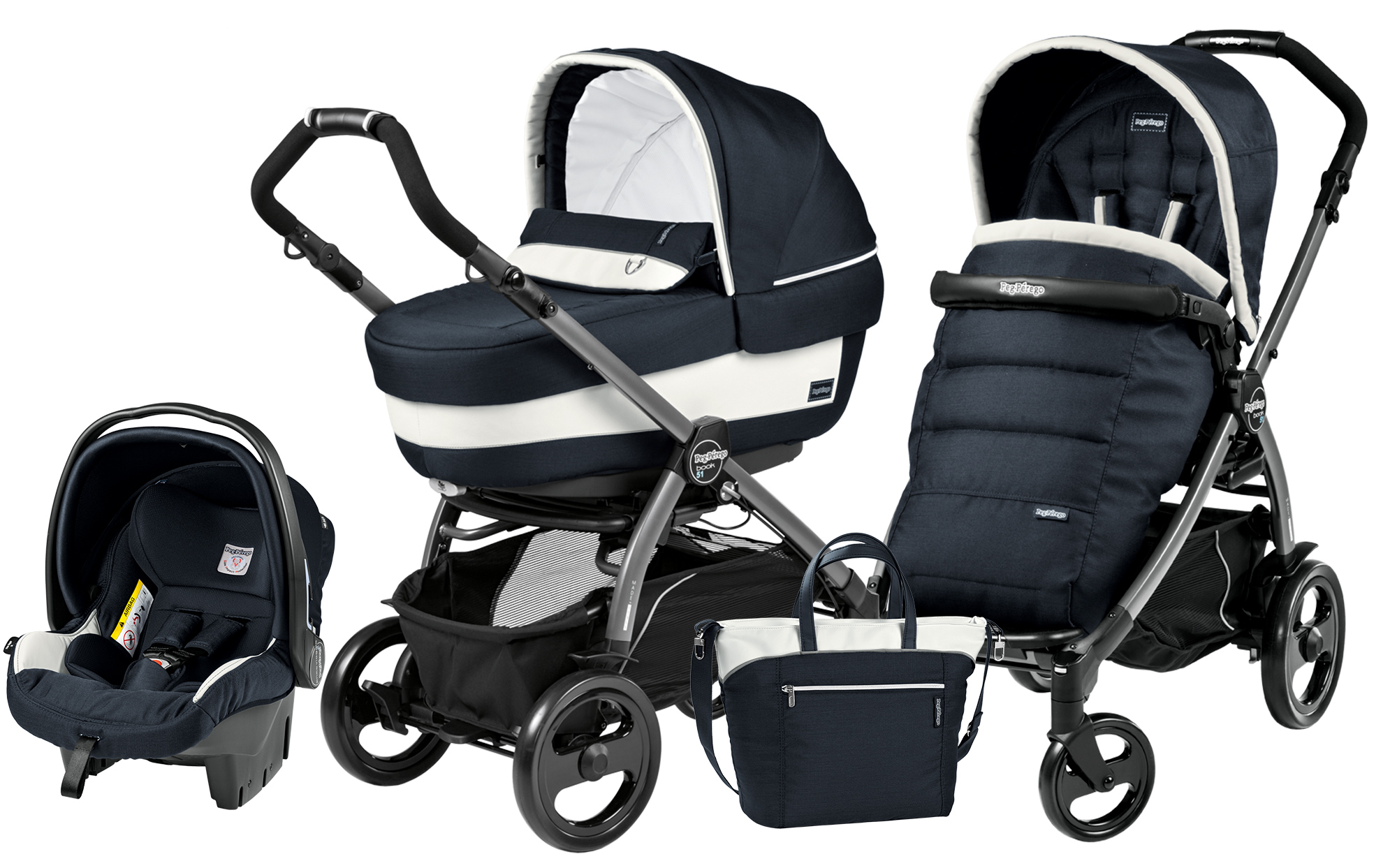 Коляска 3 в 1 Peg Perego Book 51 Elite Modular System (шасси Jet) Luxe Blue