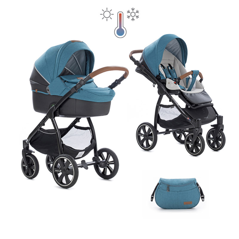 Коляска 2 в 1 Noordi Fjordi Sport Melange Leather Teal 847