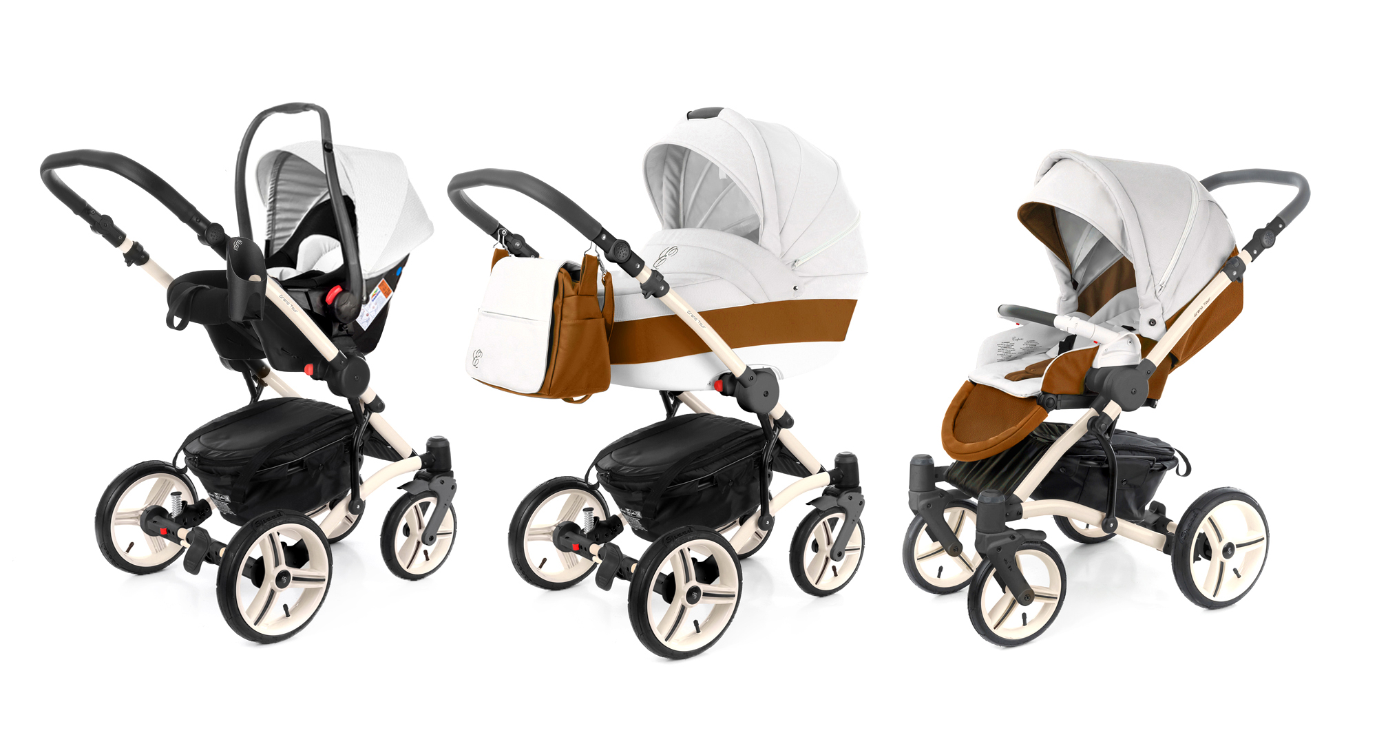 Коляска 3 в 1 Esspero Grand Tour (шасси Beige GT) Orange leatherette