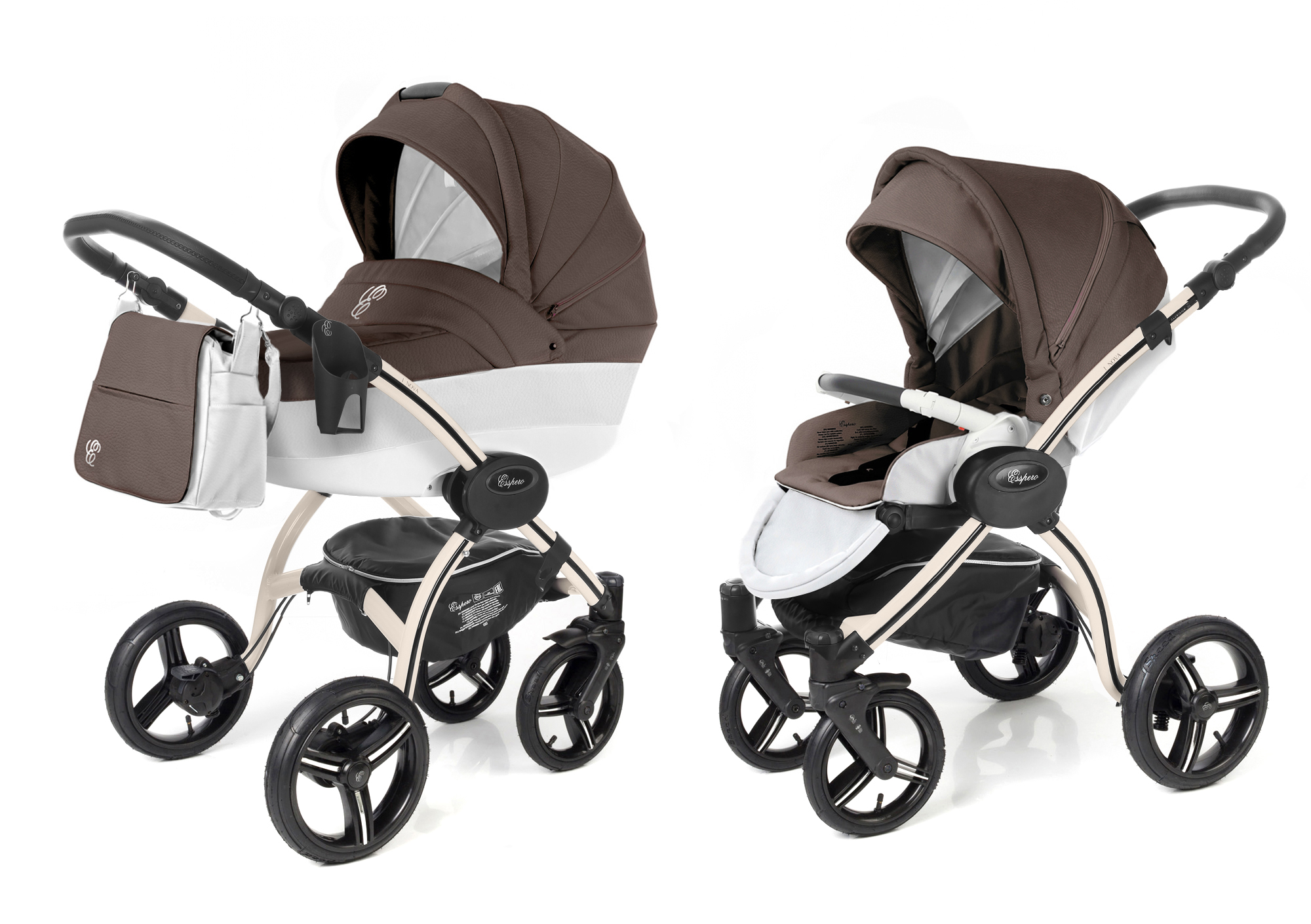 Коляска 2 в 1 Esspero Grand I-Nova (шасси Beige) Cacao leatherette