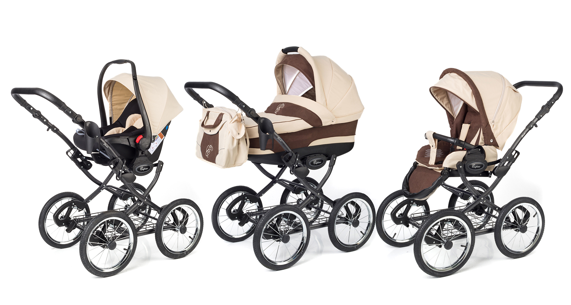 Коляска 3 в 1 Esspero Classic (шасси Graphite) Beige Brown