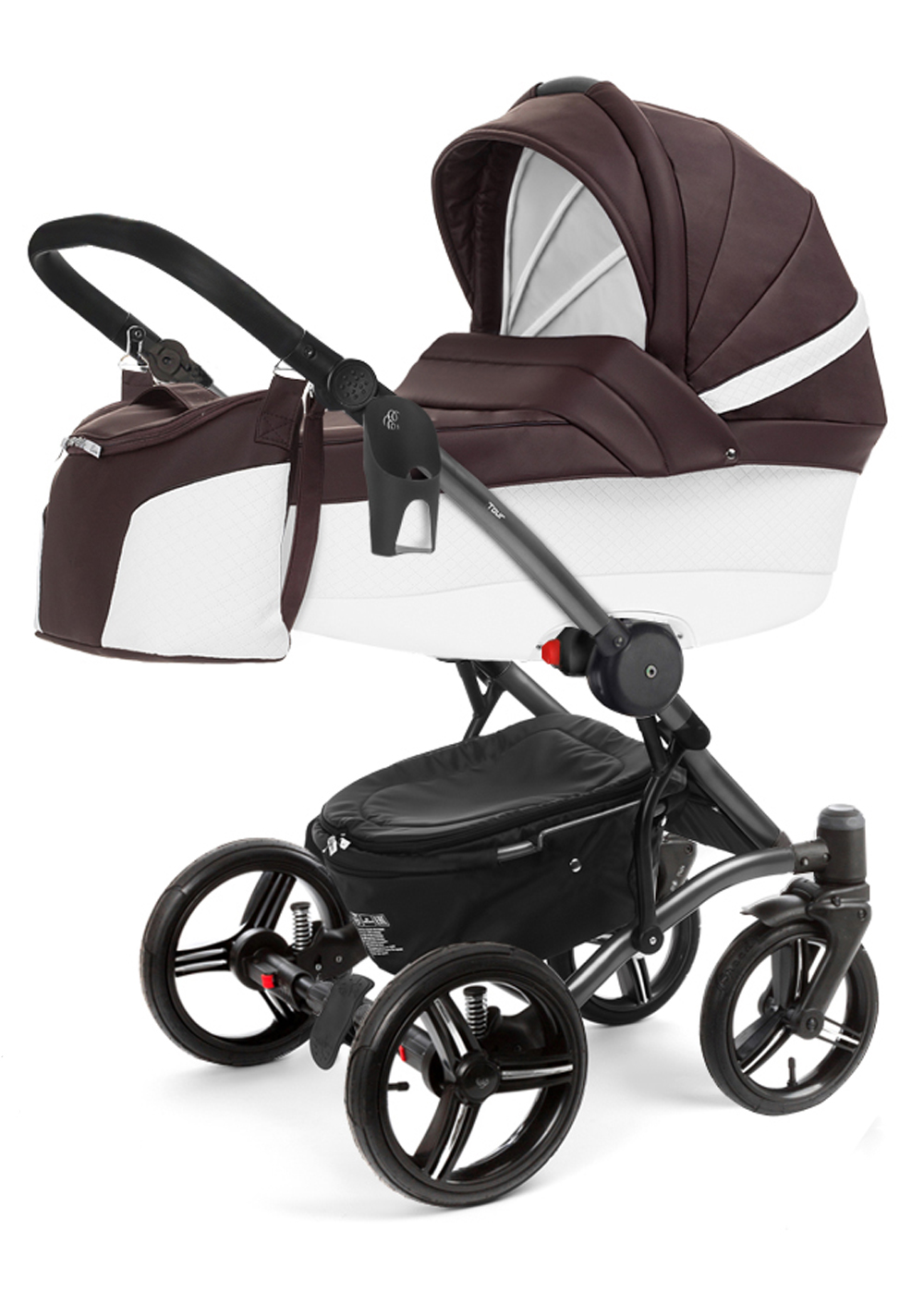 Коляска для новорожденных Esspero Tour Leatherette (шасси White) Nappa Brown