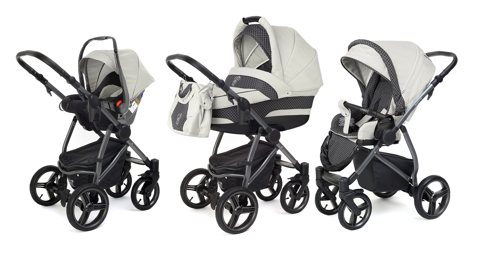 Коляска 3 в 1 Esspero Newborn Lux (шасси Graphite) Grey Carbon