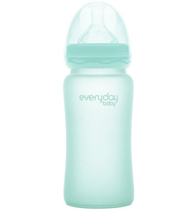 Стеклянная бутылочка с защитным силиконовым покрытием Everyday Baby, 240 мл