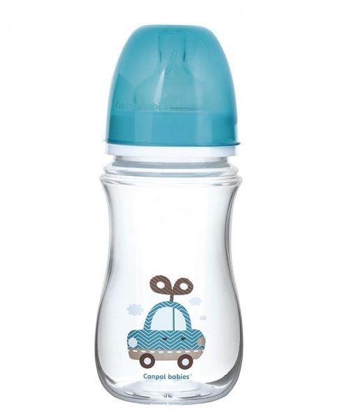 Бутылочка Canpol EasyStart Toys шир. горл., антикол., 240 мл, 3 мес.+, арт. 35/221 голубой